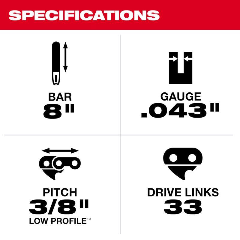 Milwaukee 49-16-2750 8 in. Chainsaw Chain 33 links
