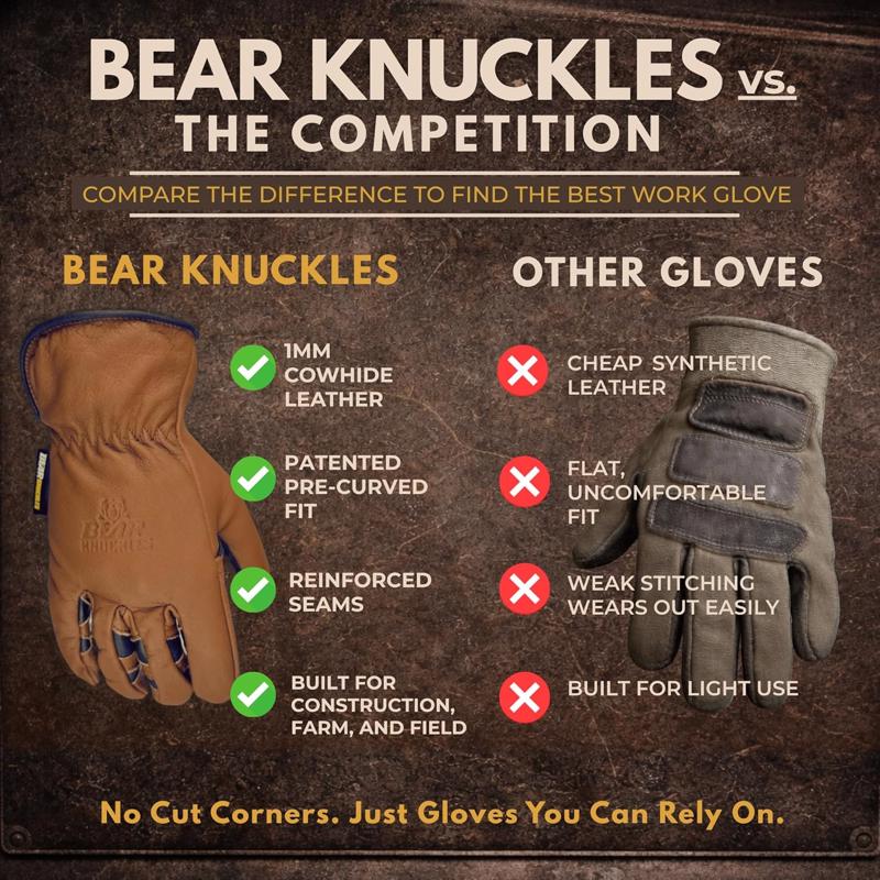 Bear Knuckles Driver Gloves Brown L