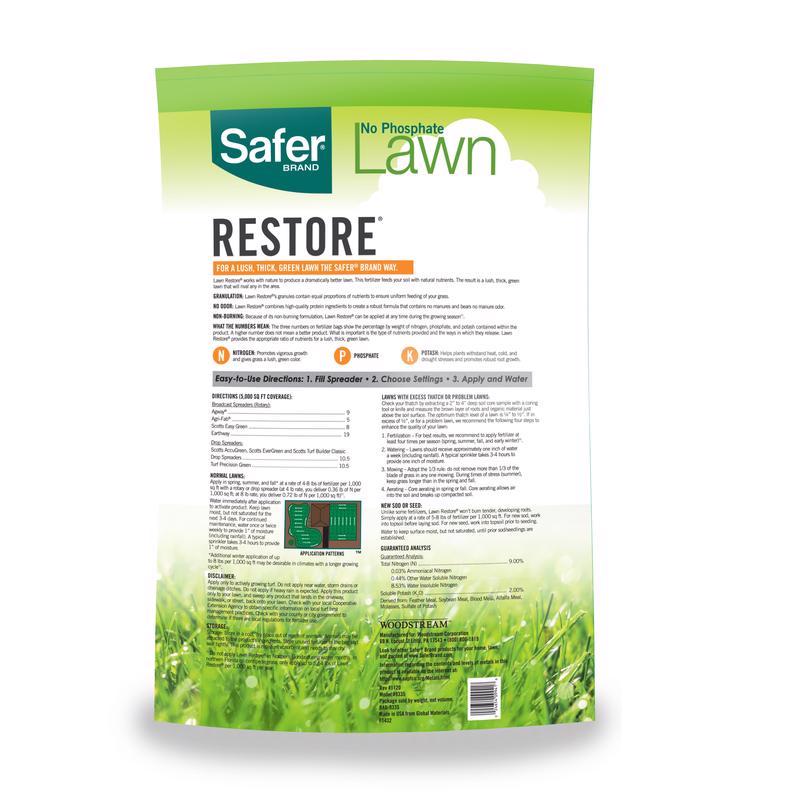 Safer Brand Lawn Restore All-Purpose Lawn Fertilizer For All Grasses 5000 sq ft