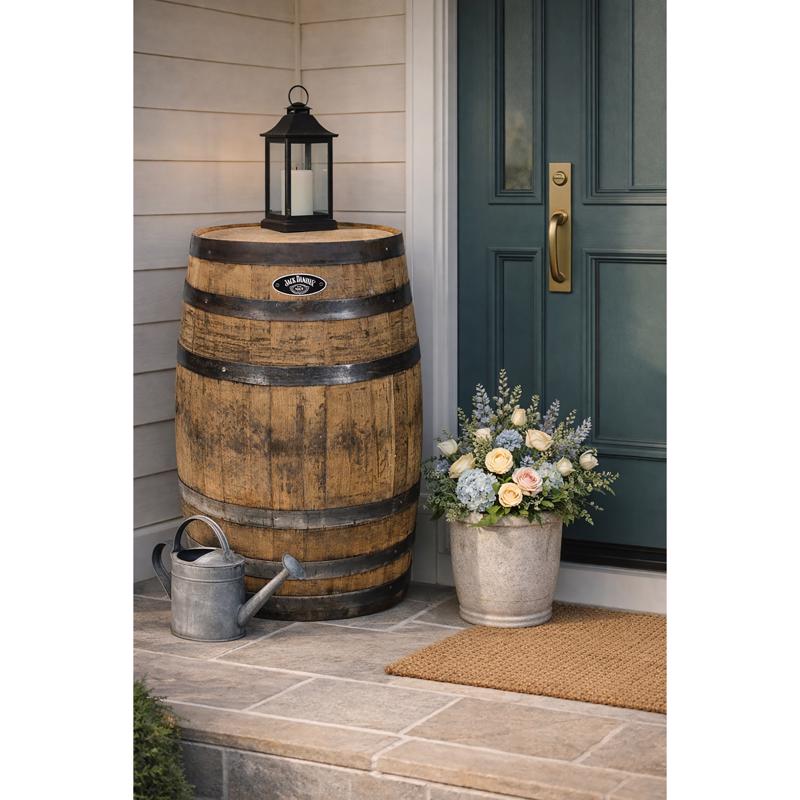 Real Wood Products Jack Daniel's 35 in. H X 26 in. W X 26 in. D Oak Whiskey Barrel Barrel Brown