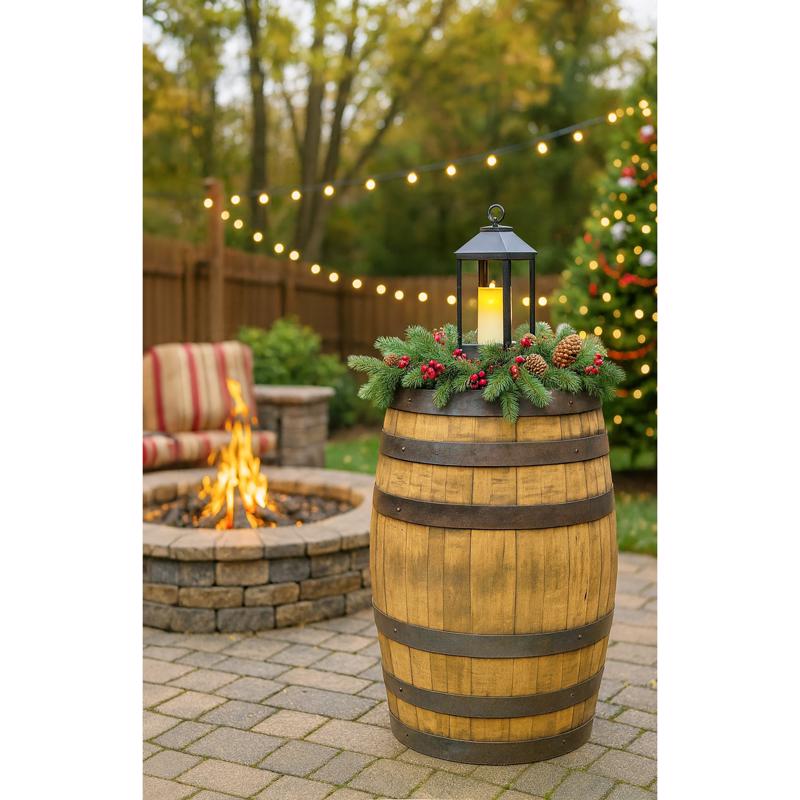 Real Wood Products Jack Daniel's 35 in. H X 26 in. W X 26 in. D Oak Whiskey Barrel Barrel Brown