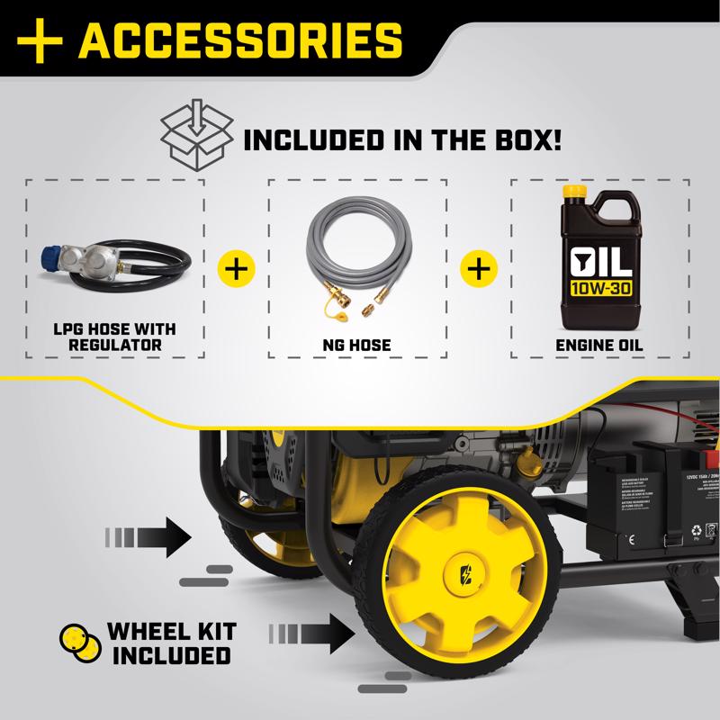 Champion Tri Fuel 6500 W Gas/NG/LP Portable Generator