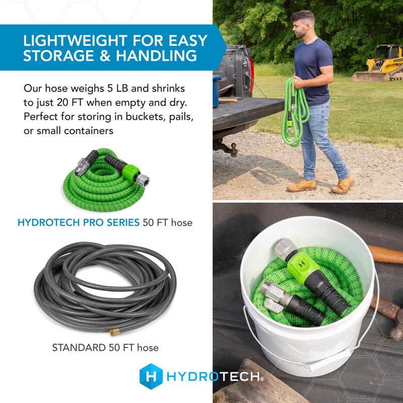 Hydrotech 3/4 in. D X 50 ft. L Heavy Duty Professional Grade Expandable Flexible Garden Hose
