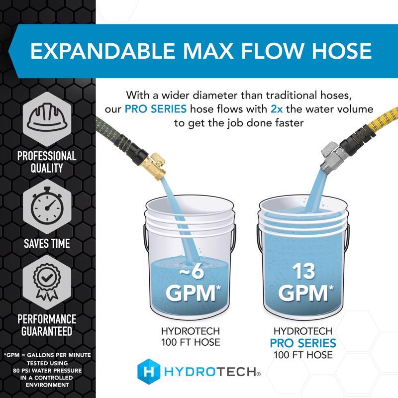 Hydrotech 3/4 in. D X 100 ft. L Heavy Duty Professional Grade Expandable Flexible Garden Hose