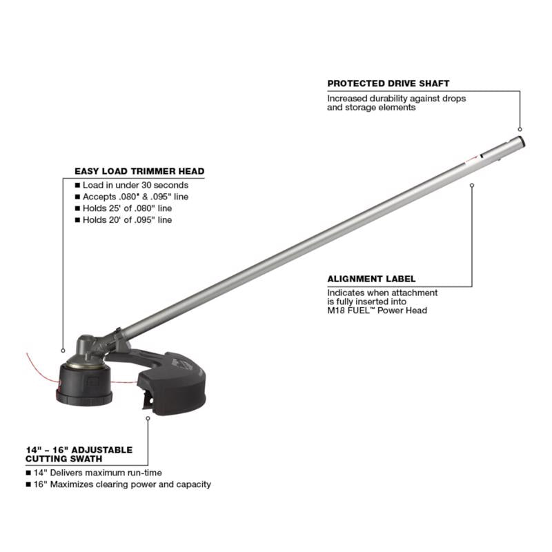 Milwaukee M18 FUEL Quik-Lok Professional Grade 0.080 / 0.095 in. D X 36.25 in. L String Trimmer Atta