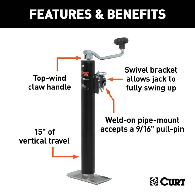 CURT Manual 2000 lb Trailer Jack