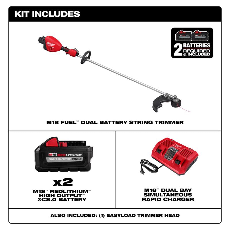 Milwaukee M18 FUEL Dual Battery 3006-22 17 in. Battery String Trimmer Kit (Battery & Charger)