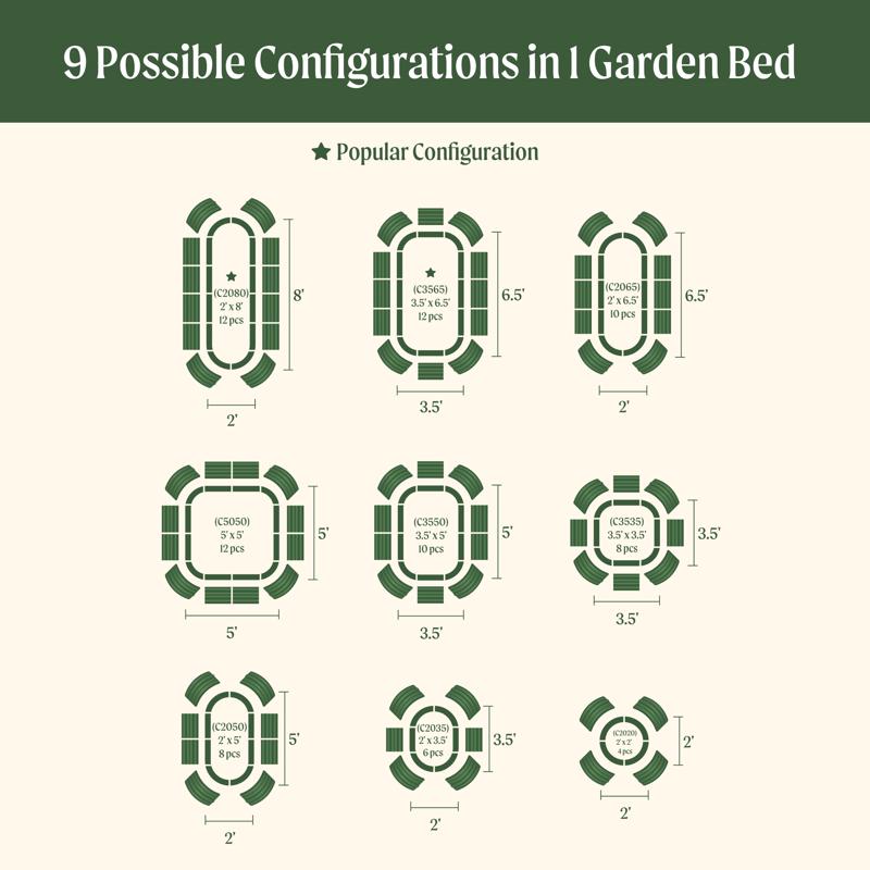 Vego Garden 17 in. H Metal 9 in 1 Raised Garden Bed Pearl White