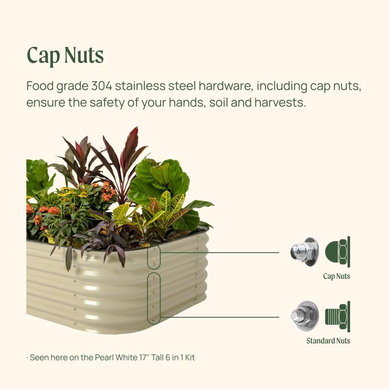 Vego Garden 17 in. H Metal 9 in 1 Raised Garden Bed Pearl White