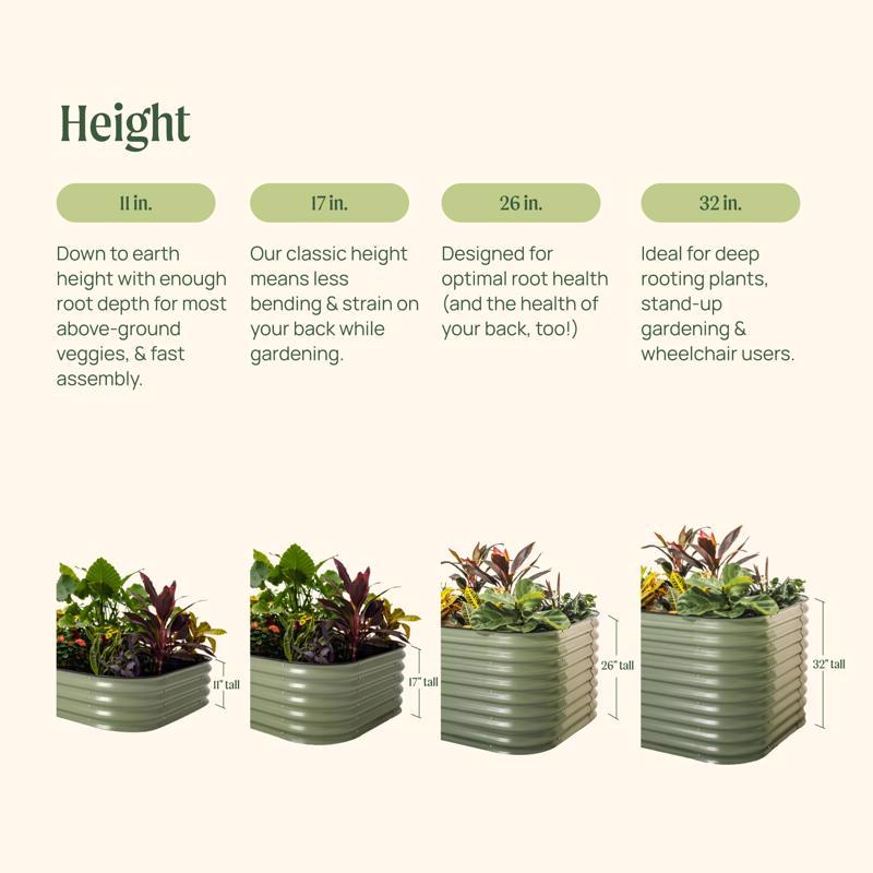 Vego Garden 17 in. H Metal 9 in 1 Raised Garden Bed Pearl White