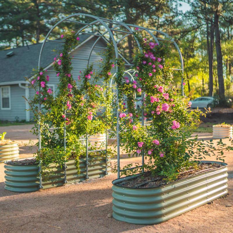 Vego Garden 17 in. H Metal 6 in 1 Raised Garden Bed Olive Green