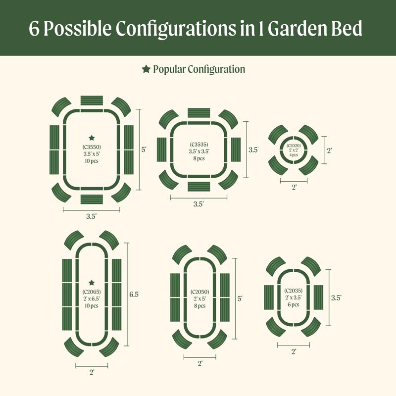 Vego Garden 17 in. H Metal 6 in 1 Raised Garden Bed Olive Green