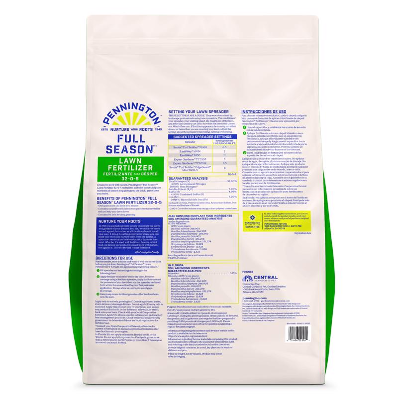 Pennington Full Season Slow-Release Nitrogen Lawn Fertilizer For All Grasses 12000 sq ft