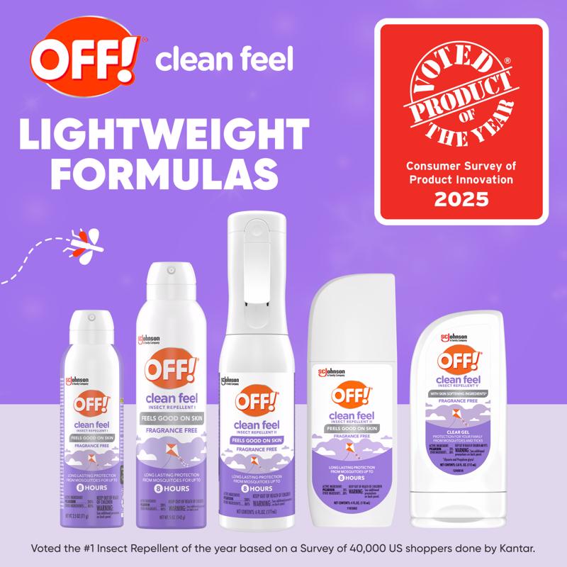 OFF! Clean Feel Insect Repellent Gel For Mosquitoes/Ticks 3.8 oz