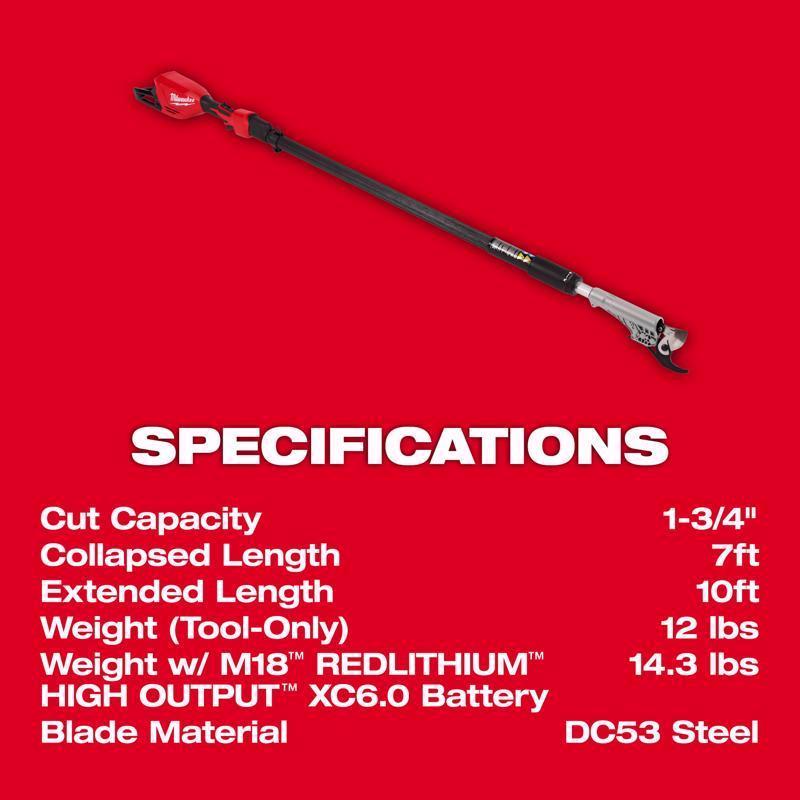 Milwaukee M18 Brushless 3008-20 Steel Curved Telescoping Pruning Shears