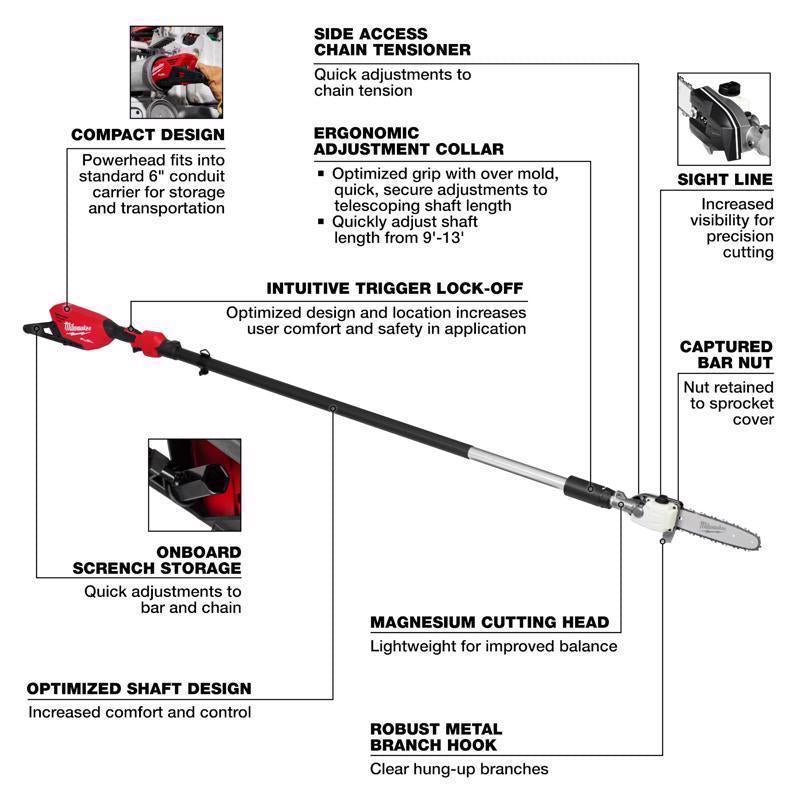 Milwaukee M18 FUEL 3013-20 10 in. Battery Pole Saw Tool Only