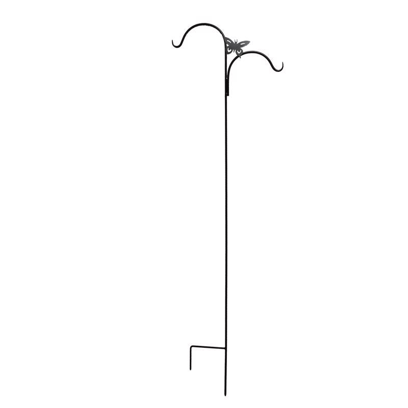Living Accents Black Steel 84 in. H Double Crook with Butterfly Plant Hook