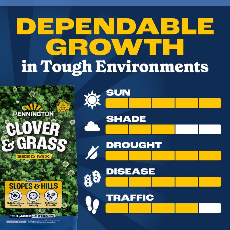 Pennington Smart Seed Clover Grass Mix Full Sun/Light Shade Grass Seed 7 lb