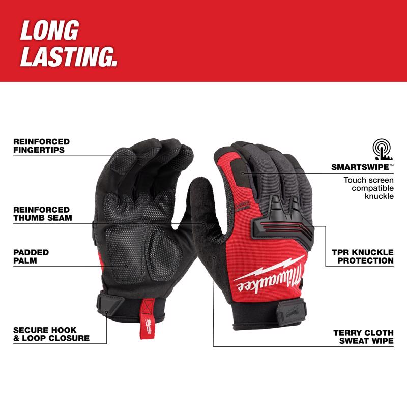 Milwaukee Wrecking Work Gloves Black/Red L