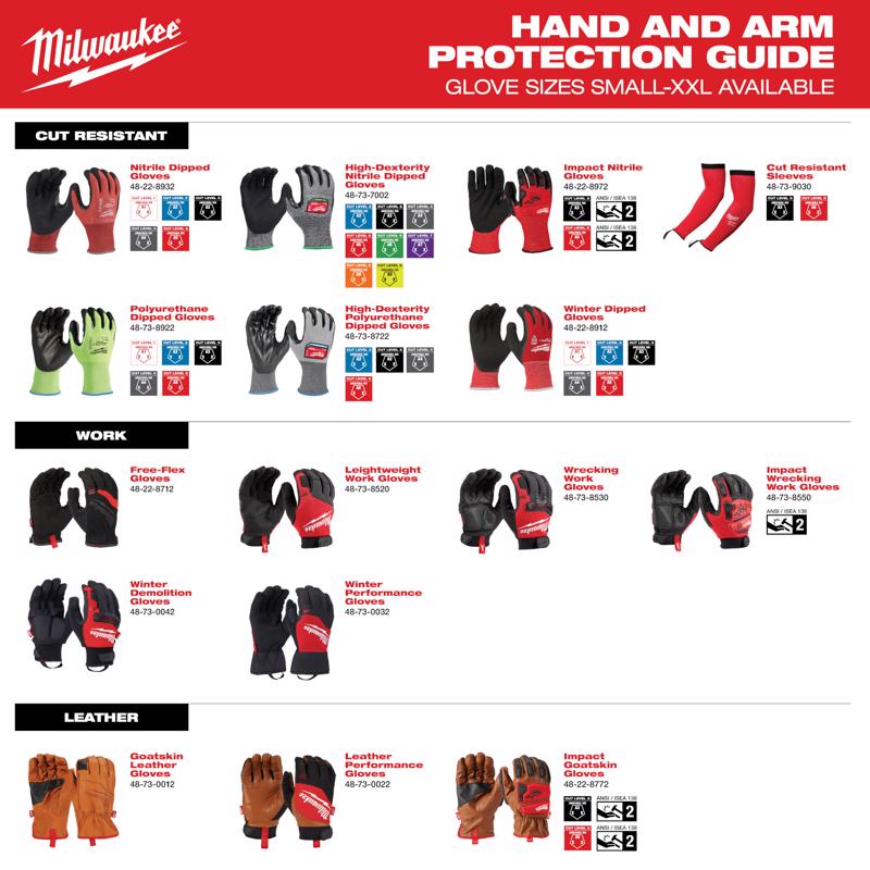 Milwaukee Wrecking Work Gloves Black/Red L