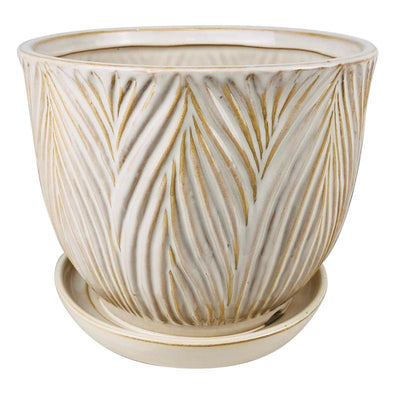 Border Concepts 4.75 in. H X 5.5 in. W Ceramic Ferncliff Planter White
