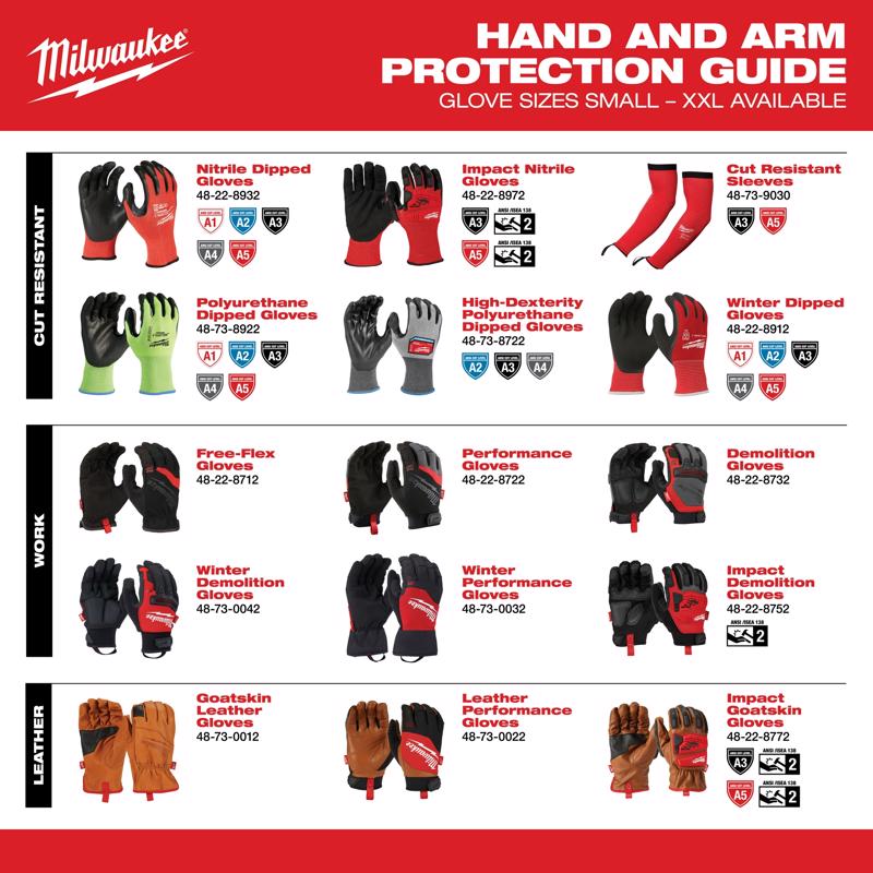 Milwaukee Men's Outdoor Dipped Gloves Black/Red XL 1 pair