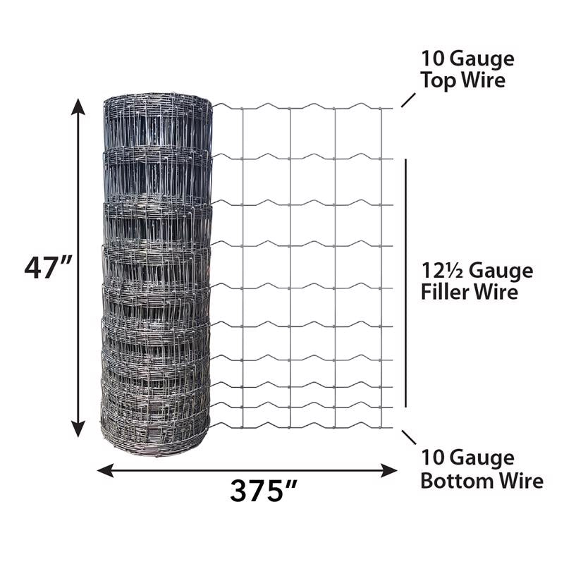 Ironridge 47 in. H X 330 ft. L Steel Field Fencing Gray