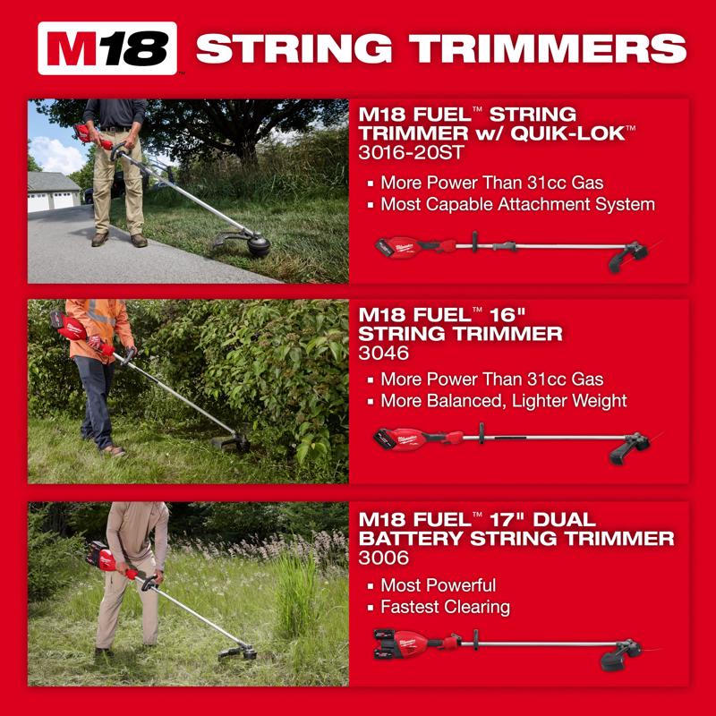 Milwaukee M18 FUEL Quik-Lok 3016-20ST 16 in. 18 V Battery String Trimmer Tool Only