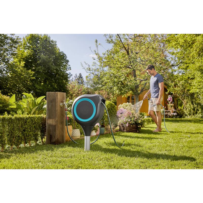 Gardena 66 ft. Gray Retractable In Ground Hose Reel with Hose