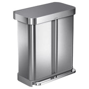 Simplehuman 58 L Metallic Silver Plastic/Stainless Steel Dual Compartment Trash Can