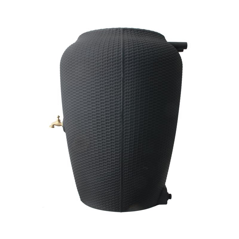 Algreen Wicker Black 50 gal Rain Barrel Polyethylene