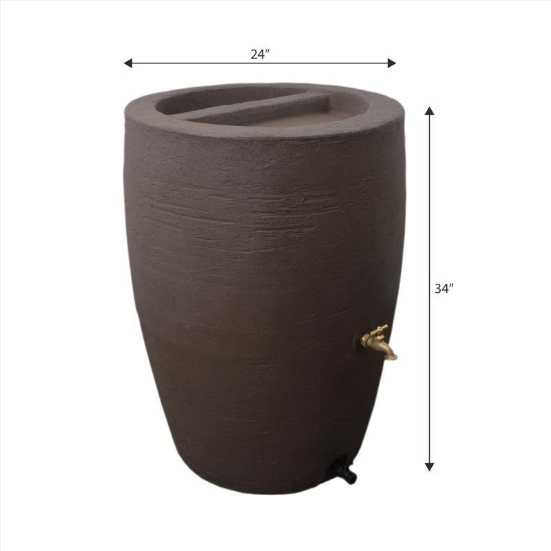 Algreen Athena Brown 50 gal Rain Barrel Polyethylene
