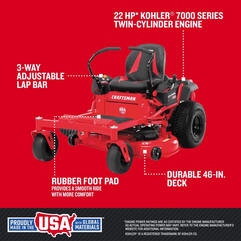 Craftsman Kohler Z5400 46 in. 725 cc Hydrostatic Gas Zero Turn Riding Mower