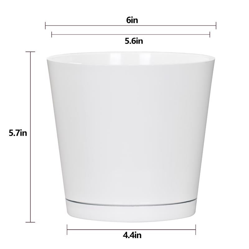 L&G Solutions 5.7 in. H X 6 in. W X 6 in. D X 6 in. D Resin Planter White
