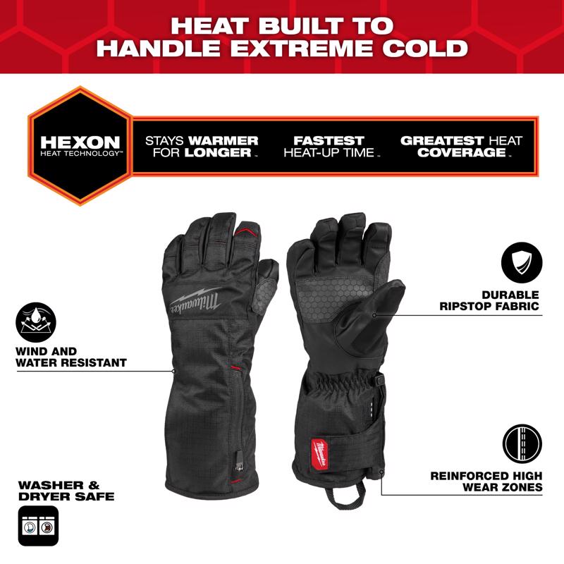 Milwaukee XXL Polyester Heated Black Heated Gloves Battery