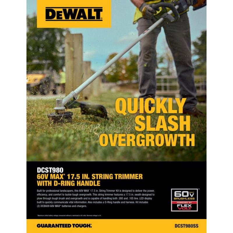 DeWalt Flexvolt DCST980B 17.5 in. 60 V Battery String Trimmer Tool Only