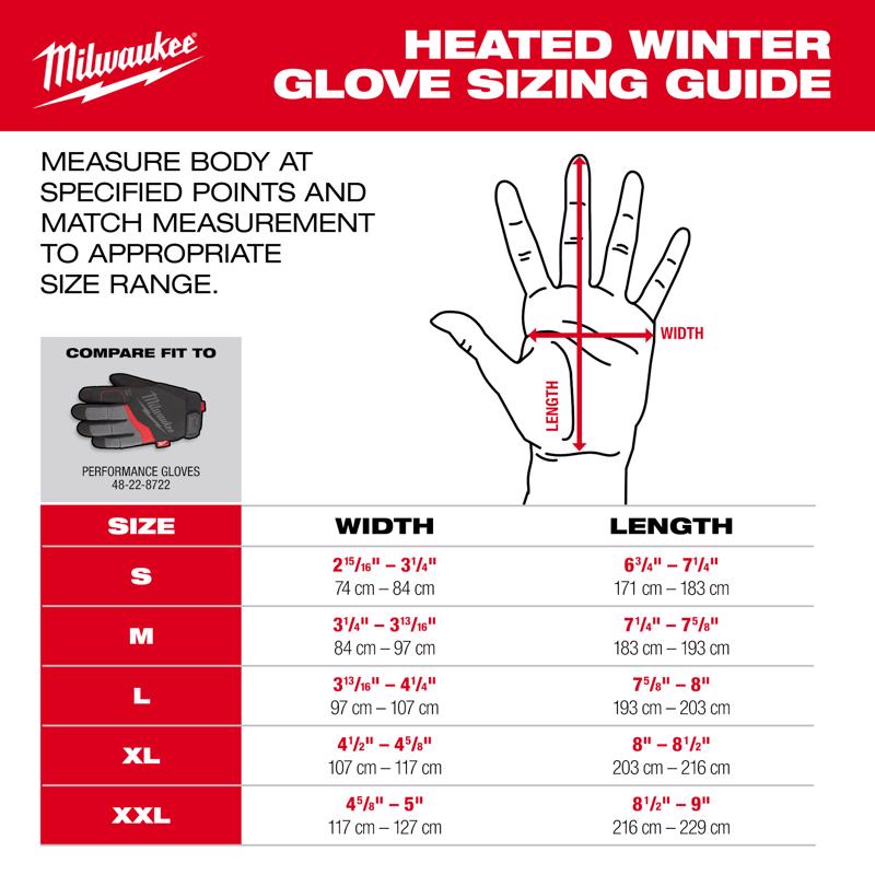 Milwaukee L Polyester Heated Black Heated Gloves Battery