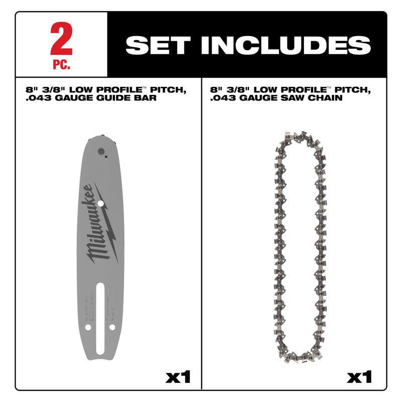 Milwaukee 8 in. Bar and Chain Combo 33 links