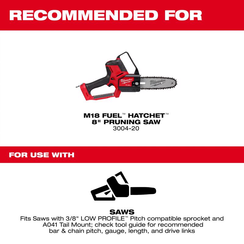 Milwaukee 8 in. Bar and Chain Combo 33 links