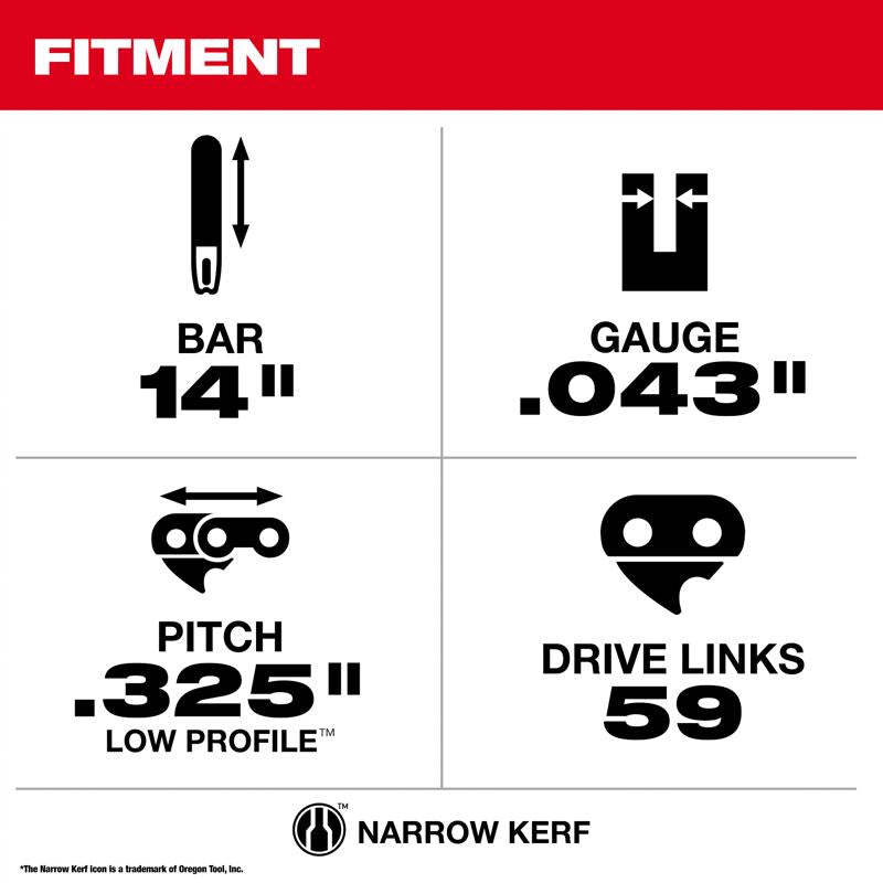 Milwaukee 14 in. Bar and Chain Combo 59 links
