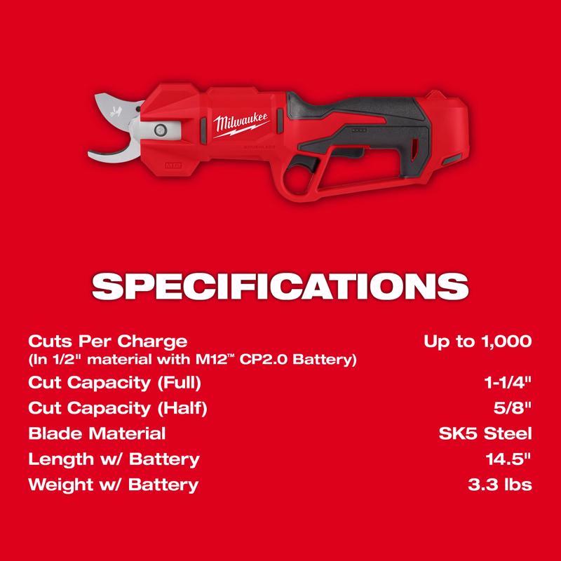 Milwaukee Chrome Plated SK5 Brushless Pruning Shears