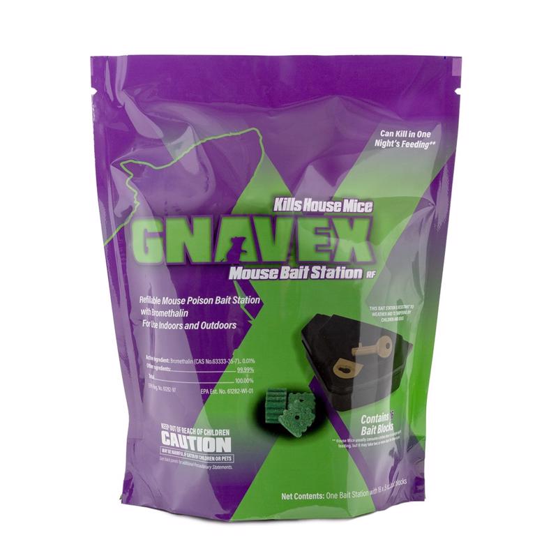 Gnavex Refillable Toxic Bait Station and Bait Blocks For Mice 8 oz