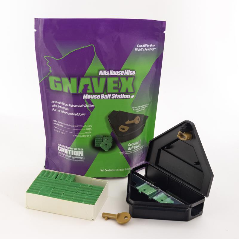 Gnavex Refillable Toxic Bait Station and Bait Blocks For Mice 8 oz