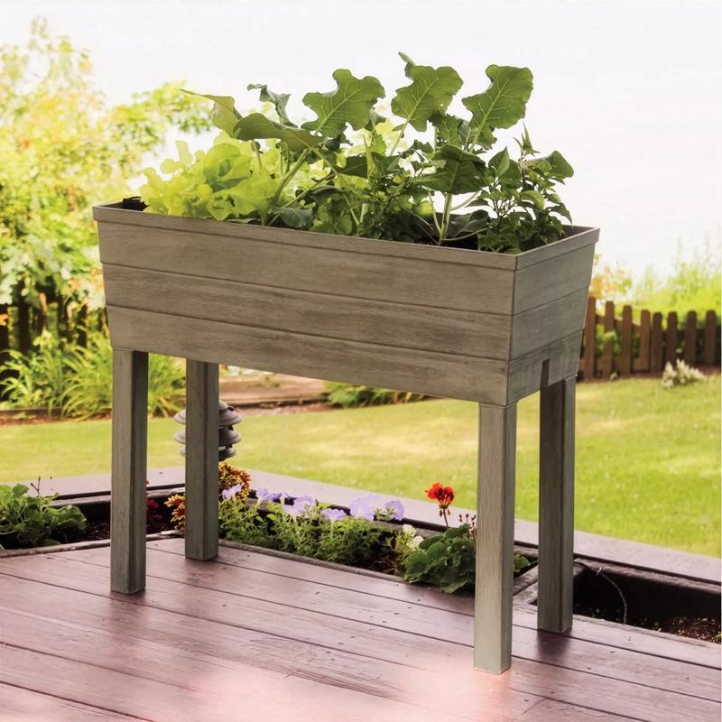 City Pickers 28.75 in. H X 13.25 in. W X 33.13 in. D Resin Raised Garden Bed Driftwood