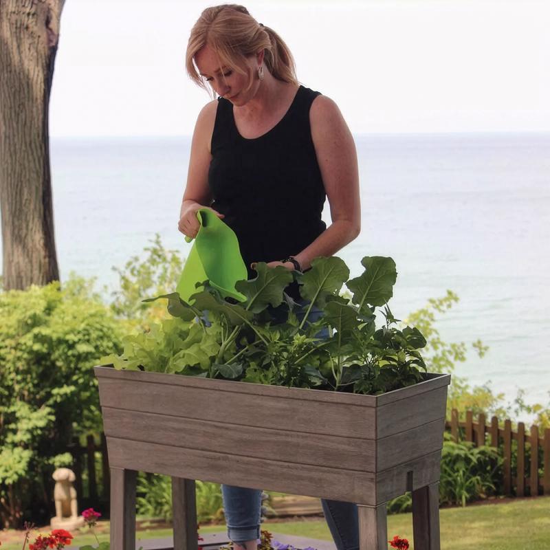 City Pickers 28.75 in. H X 13.25 in. W X 33.13 in. D Resin Raised Garden Bed Driftwood