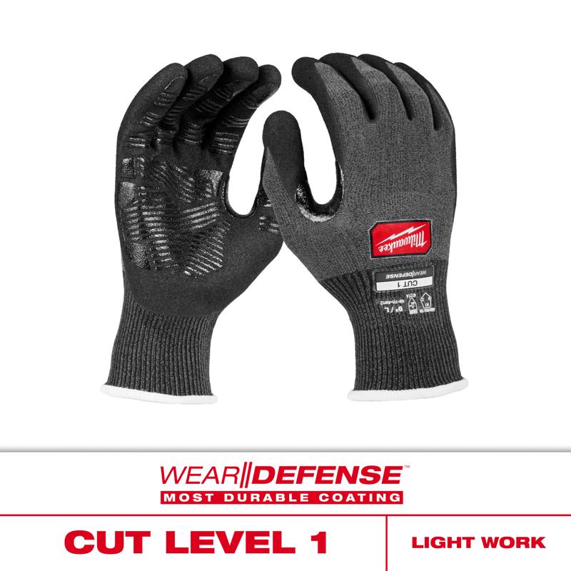 Milwaukee Wear Defense Protection Cut Level 1 Work Gloves Black M 1 pair