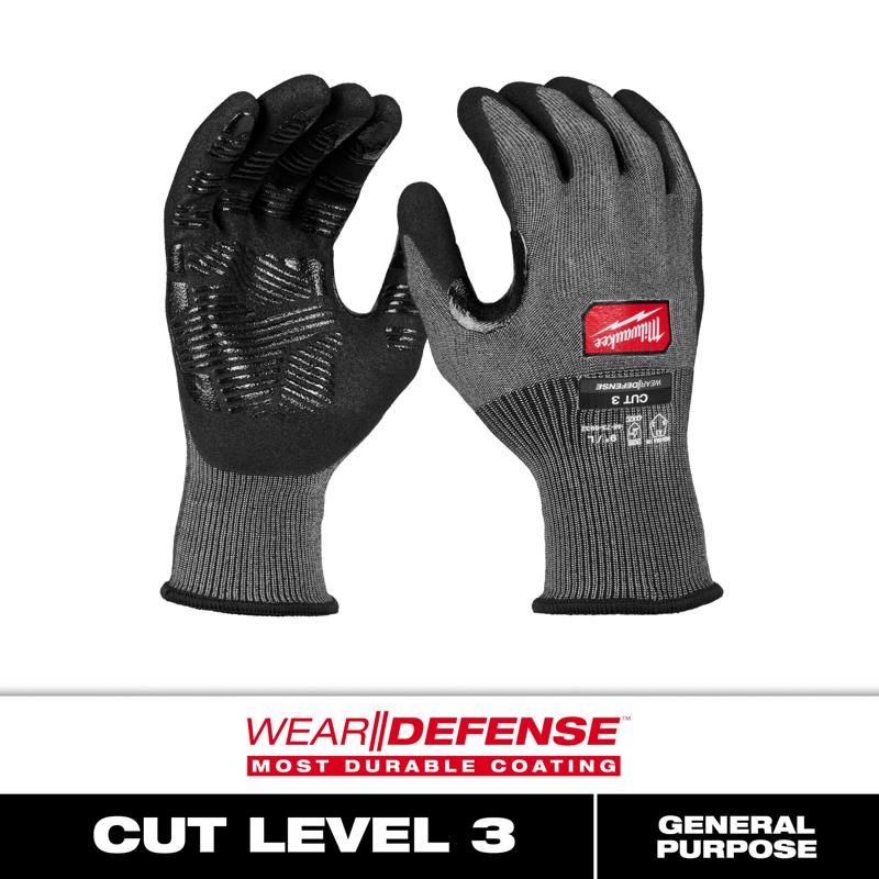 Milwaukee Wear Defense Protection Cut Level 3 Work Gloves Black M 1 pair