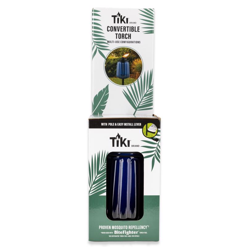 TIKI Blue Glass 66 in. Outdoor Torch
