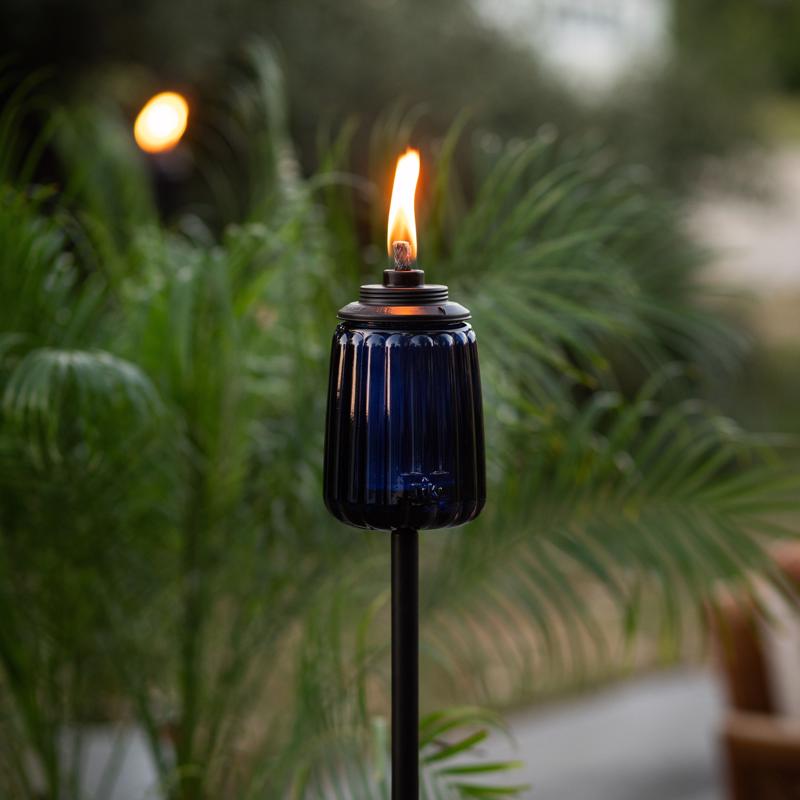 TIKI Blue Glass 66 in. Outdoor Torch
