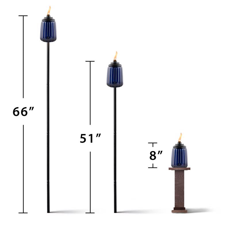 TIKI Blue Glass 66 in. Outdoor Torch